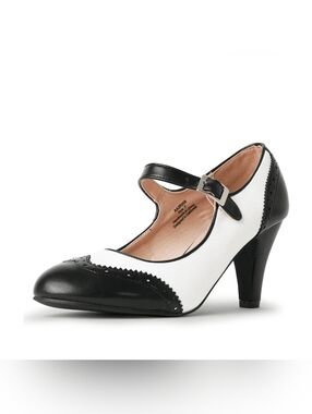 Classic J. Adams 'Kym' Black and White Mary Jane Heels